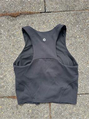 Lululemon Black Wunder Train Racerback Cropped Tank Top - Built-in Bra - Size 0